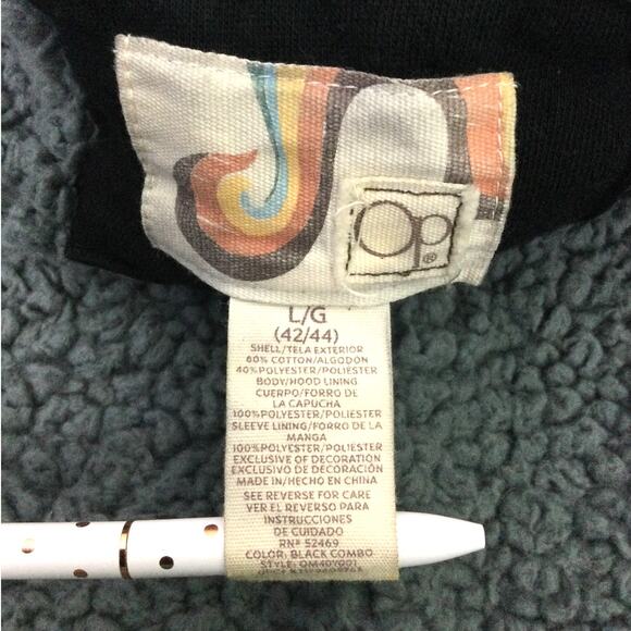 Ocean Pacific OP Y2K Cyber Faux Sherpa Lined VTG Retro Hooded Skater Jacket L - Picture 9 of 13